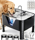 3.17Gal/ 12L Large Dog Water Fountain Elevated Dog Bowls with 3 Filters | 3-Height Adjustable Dog Water Bowl Dispenser, Quiet Stainless Steel Pet Water Fountain for Multi-Pet, Water Level Alert by DeftPet