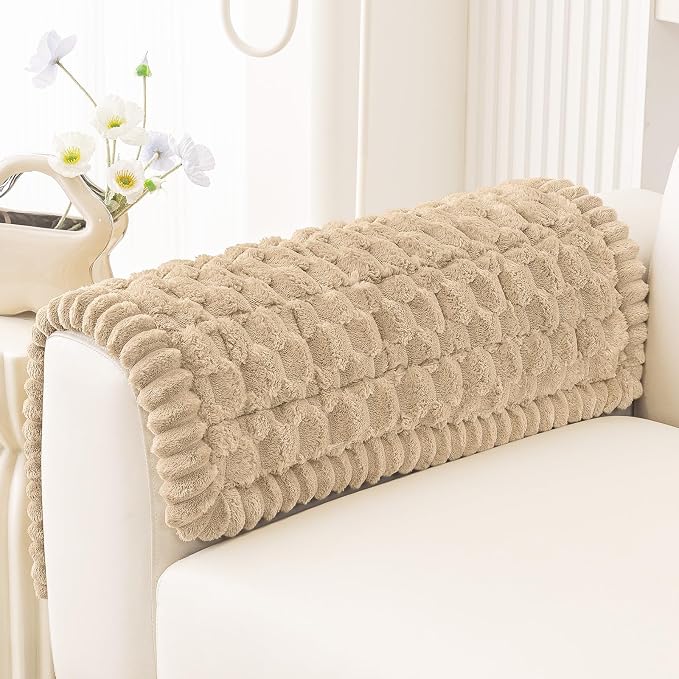 Smiry Non Slip Couch Covers for Dogs, Scratch Resistant Pet Sofa Protector | Machine Washable Soft Fuzzy Thick Furniture Cover for Sofa Loveseat Sectional Large Dogs, Khaki, 27.6" x 27.6" by Smiry