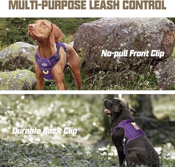 AUROTH Dog Harness for Small Medium Dogs, Tactical No Pull Dog Vest | No Choke, Heavy Duty, Reflective, Military K9, Adjustable, Handle, Easy Control for Walking, Army yellow, Small - Image 4