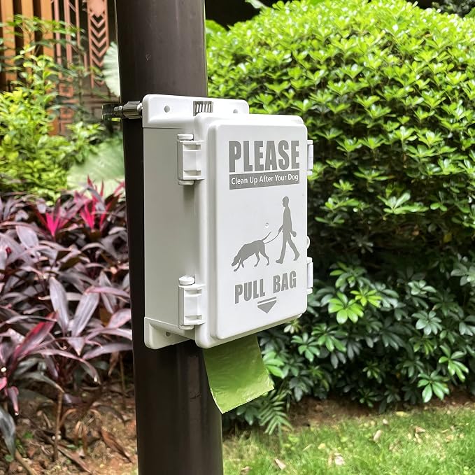 Dog Poop Bag Dispenser, Waterproof Outdoor Dog Bag Dispenser Holds Up to 8 Rolls of Waste bags, Outdoor Wall, Stake, Pole, Fence Mounted (only dispenser) - Image 6