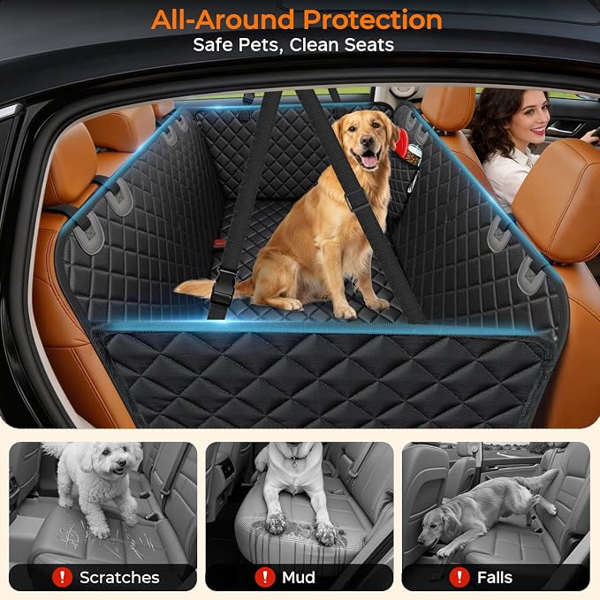URPOWER 900D Heavy Duty Dog Seat Cover for Back Seat, Waterproof Hammock | 60% Tougher than 600D Oxford, Side Flaps with Zippers, Scratch Resistant, Non-Slip, Machine Washable, Fits Cars & SUVs - Image 3