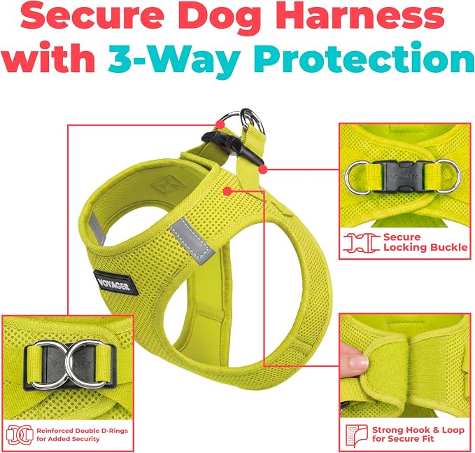 Voyager Step-in Air Dog Vest Harness - Lime Green, Medium | 16 - 18" in Chest, Reflective Bands, All Weather Breathable Air Mesh, Cats Compatible, Lightweight, Fast Drying - Image 2