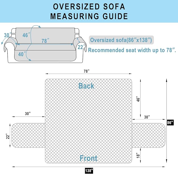Reversible Oversized Sofa Covers, XL Sofa, Dark Grey/Dark Grey - Image 7