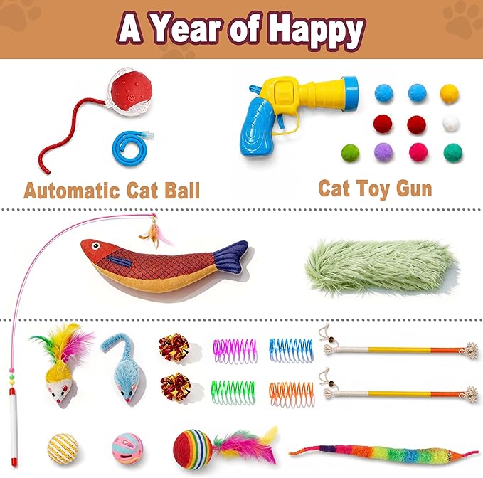 Cat Tunnel Bed with 31 Pcs Interactive Cat Toys, Automatic Cat Toys for Indoor Cats Kittens, Cat Tube with Moving Ball, White - Image 6