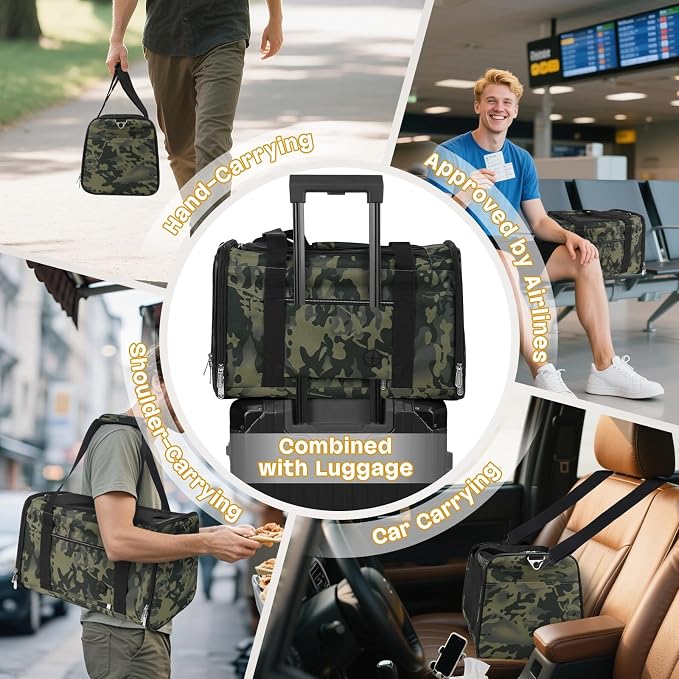 YUDODO 25lbs Cat Carrier Lightproof Soft Sided Pet Carrier for Large Cat | Airline Approved, Lightproof Breathable Design, Side Pockets, Durable Mesh, Foldable and Portable, Black Camouflage - Image 5