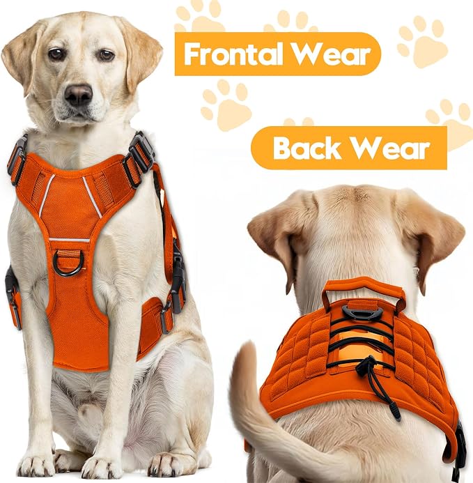 Heavy-Duty Tactical Dog Harness for Large Dogs, No Pull Adjustable Reflective Pet Vest with Molle System, K9 Military-Grade Control for Service Training, Outdoor & 10+ Breeds, Orange, X-Large - Image 7