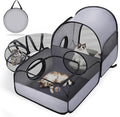 Tailtastic Indoor/Outdoor Cat Playpen with Surround Tunnel 2 Zones Grey | escape-proof enclosed enslosure,lightweight foldable for travel, ideal for indoor cats, multi-cat homes & birthing by TailTastic