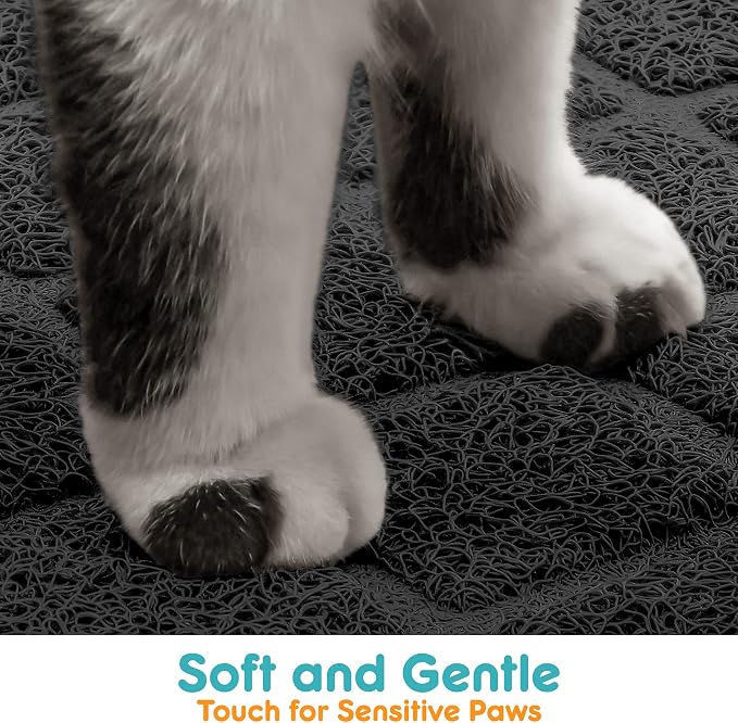Conlun PVC Cat Litter Mat 24" x 15" Inch Black, Non-Slip, Less Waste Cat Litter Box Mat, Soft on Kitty’s Paws, Urine Waterproof - Image 4