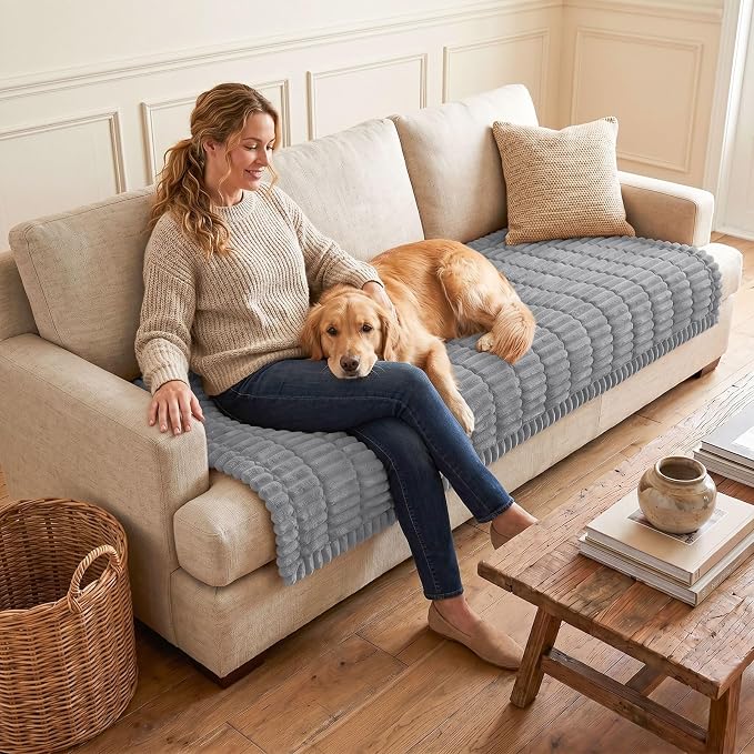 hyha Couch Cover for Dogs, Washable Non Slip Plush Flannel Sofa Protector | Thick Flannel, Anti-Slip Backing, Pet Hair & Scratch Protection, Fits Sofa & Loveseat (35.4" x 70.9") - Image 2