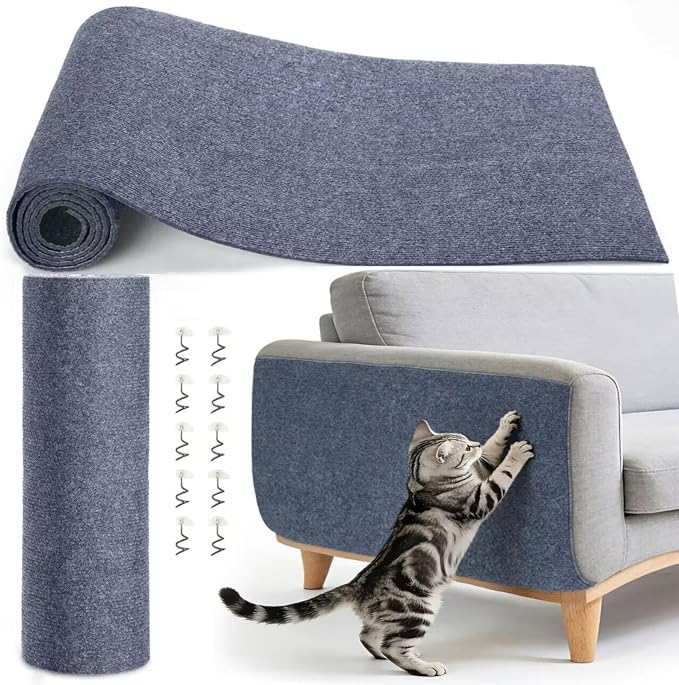 Scratch Pad for Cats 78.7x15.8 Inch Self-Adhesive Trimmable Anti Scratch Cat Pad – Furniture Protector for Couch Sofa Wall Door(Dark Gray) by Unknown