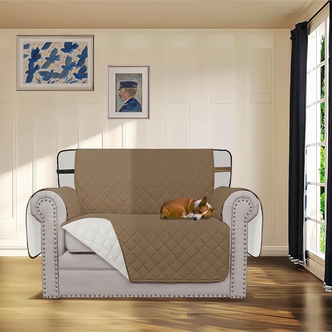Easy-Going Reversible Couch Cover, Chair 30 in, Camel/Ivory | Machine Washable Slipcover For Dogs, Water Resistant Furniture Mat For Living Room, Non-Slip Sofa Cover, Pet Friendly - Image 2