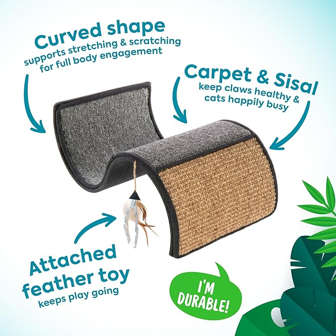 Petlinks Dream Curl Carpet Cat Scratcher, Dual-Surface Cat Scratching Post, Lounge & Hide Scratchers for Cats & Kittens, Gray, Furniture Protector, One Size Fits All Cats - Image 2