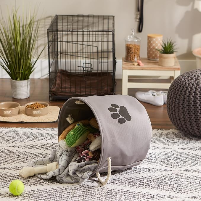 Bone Dry Pet Storage Collection Collapsible Bin, Medium Round, Gray - Image 4