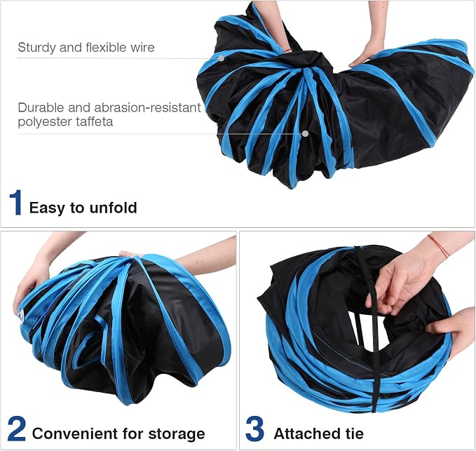 Pawaboo Cat Tunnel Tube 4 Way, 25x53cm, Blue | Extensible Collapsible, Interactive Toy Maze Cat House, With Balls and Bells, For Cat Kitten Kitty Rabbit Small Animal - Image 6