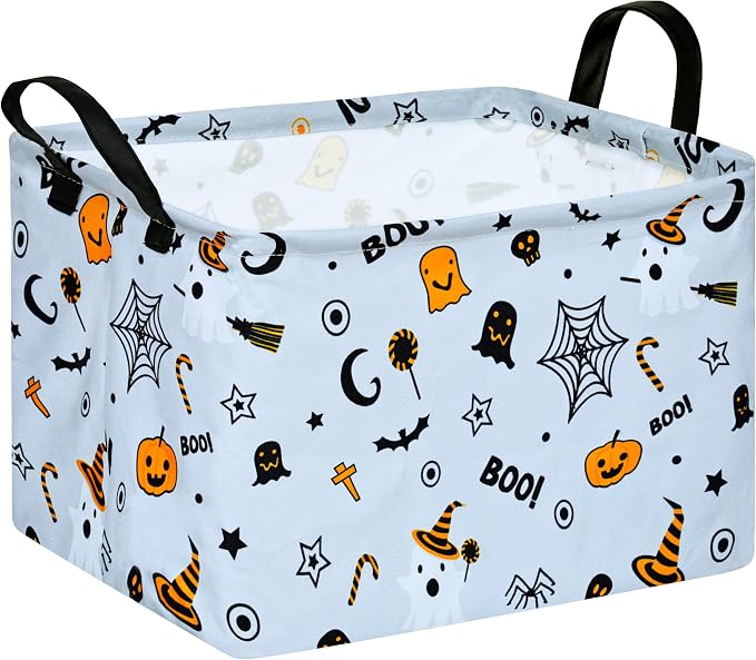 MAIZMZ Halloween Storage Basket Pumpkin Ghost Gift Basket for Kids Foldable Toy Box Waterproof Organizer Bin Laundry Nursery Hamper for Home Office Dorm Closet Shelf by Unknown