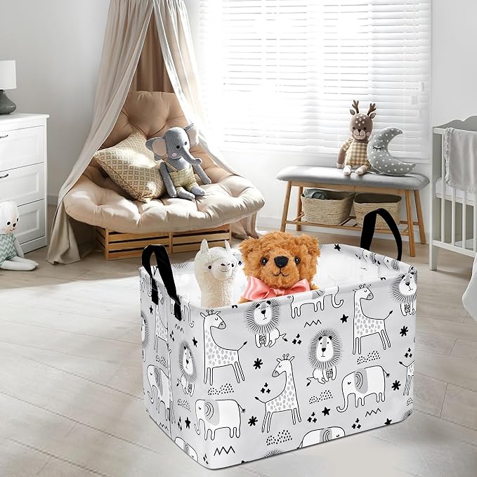 MAIZMZ Kids Storage Basket Baby Foldable Toys Organizer Bins Decorative Gifts Bakset Waterproof Nursery Hamper Women Storage Cube Kids Laundry Basket for Home/Dorm/Kitchen/Pet/Office/Closet/Shelf/ - Image 6