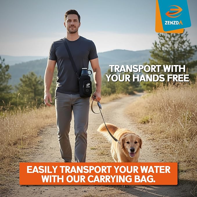 3-in-1 Dog Water Bottle – Insulated Stainless Steel Travel Bottle with Food Bowl, Leakproof, Carrying Bag & Brush - Image 6