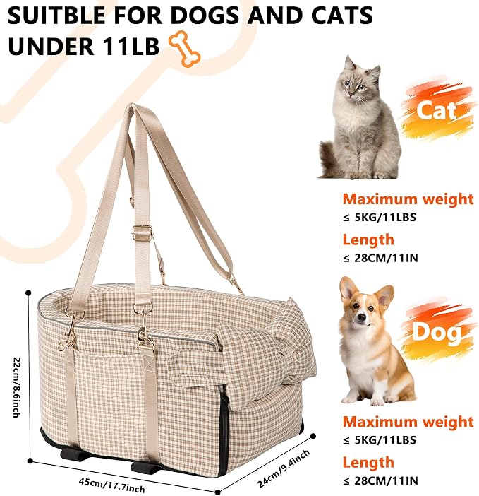 Center Console Dog Car Seat for Small Dogs, Removable Pet Seat with Cushion Board Safety Belt,Console Dog Car Seats for Small Puppy Up to 15 Lbs - Image 3