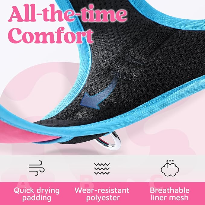 rabbitgoo Dog Harness for Large, No Pull 3 Buckles Easy On & Off | Soft Padded, Walking with Control Handle, Adjustable and Reflective, Pink & Blue, Large - Image 7