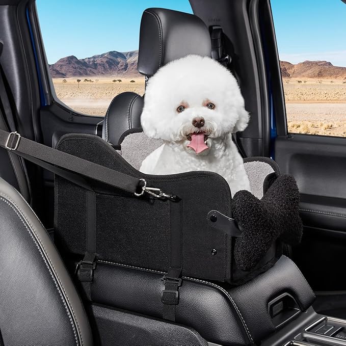 TKYZ Center Console Dog Car Seat for Small Dogs,for Car/SUV/Small Truck | Soft Pillow,Double fixation,Scratch-Resistant Fabric,Pet Booster with Safety Belt,Puppy Car Seat for Small Dogs 0-11 lbs by TKYZ