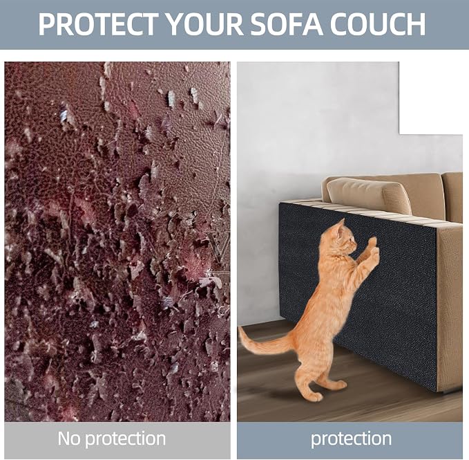 Cat Scratch Mat 120"x15.8", Cat Scratch Pad, Cat Couch Protector (Black) - Image 4