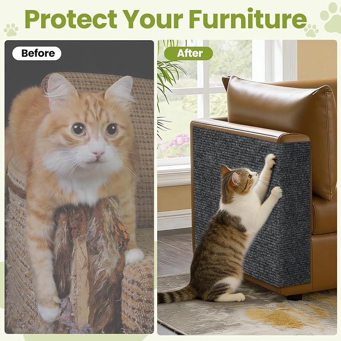 Cat Scratch Couch Furniture Protector, 78.7" x 15.8" Cat Scratcher Pad | Deterrent from Cats Claws Scratching, DIY Sisal Carpet Cat Proof Couch Cover Replacement for Indoor Sofa Wall Door, Dark Grey - Image 5