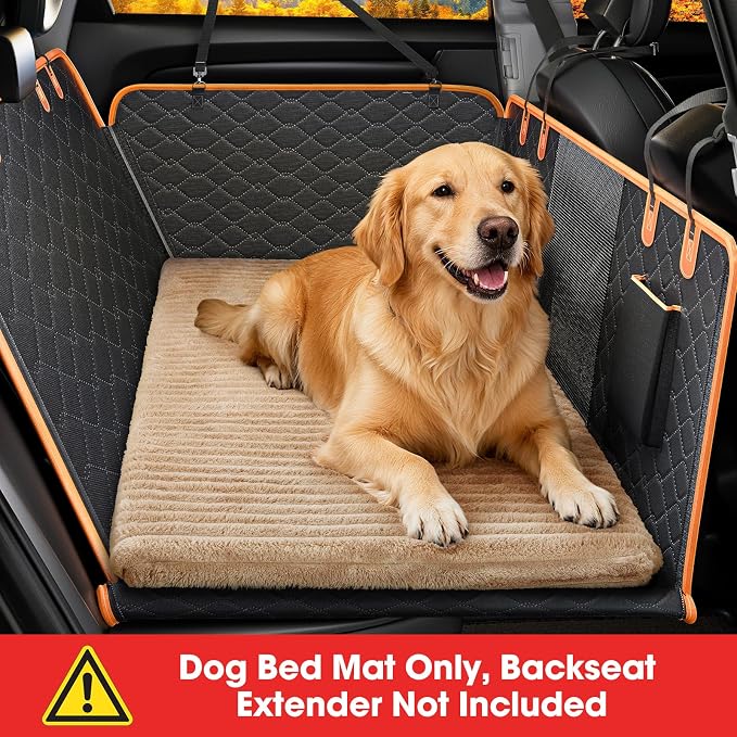 FURTIME Backseat Pet Bed Mat, Non-Slip Washable Dog Bed for Car Back Seat | Travel Pet Mat with Removable Cover, Dog Seat Covers Protector Fit for Backseat Extenders and Trucks SUVs, 54"x 24.8", Brown - Image 2