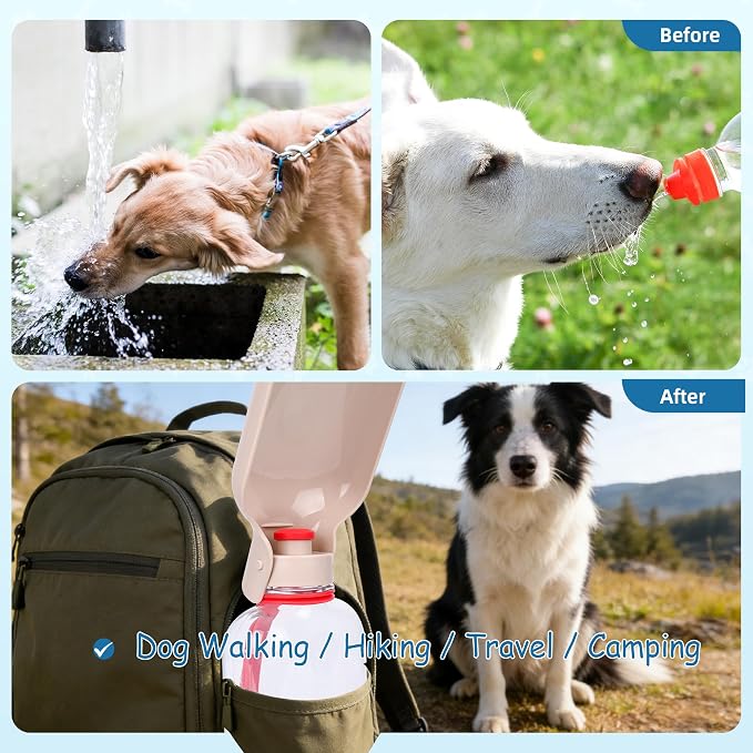 Portable Dog Water Bottle-18 Oz Leak-Proof Red Water Bowl Dispenser for Walk Hiking or Travel - Image 5