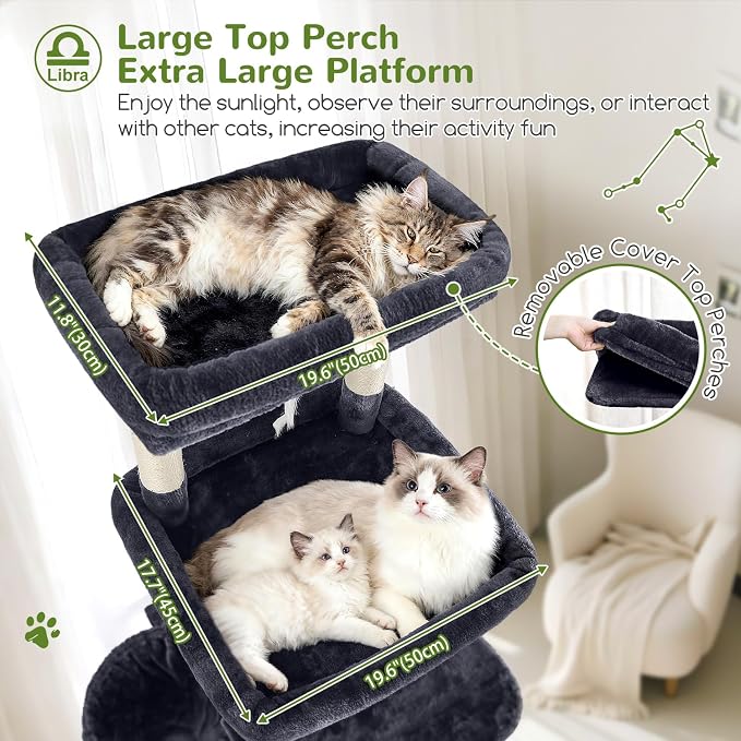 Globlazer Heavy Duty Cat Tree 78 inch Sturdy Cat Tower for 20lbs Large Adult Cats, Symmetrical Aesthetic Big Cat Tree with Extra Large Platform, 2 Scratching Boards, Z78, Dark Grey - Image 2