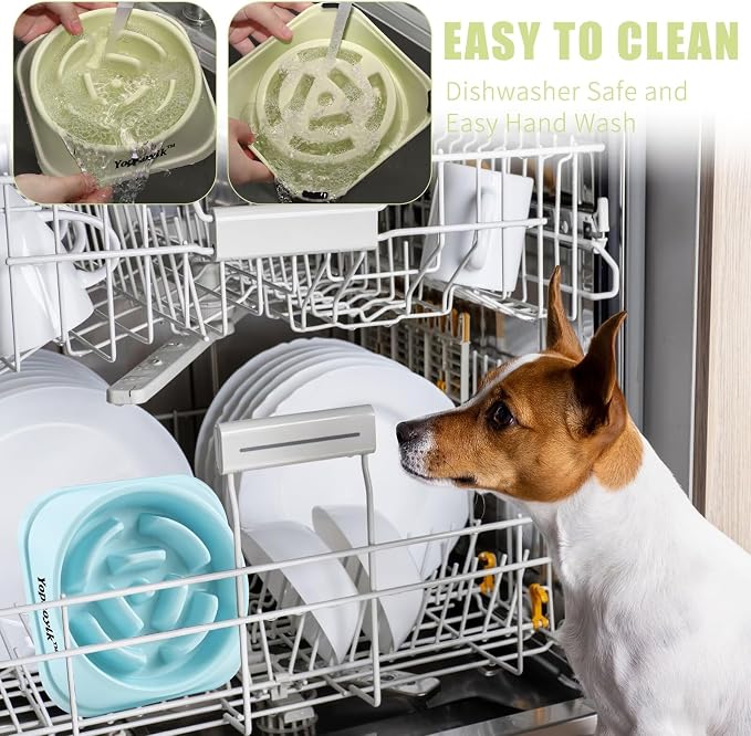 2 Pack Slow Feeder Dog Bowls for Medium Dogs & Cats | Non-Slip Base, Anti-Choking Design, Reduces Bloating & Overeating, Easy to Clean, 1.5-2 Cups - Image 6