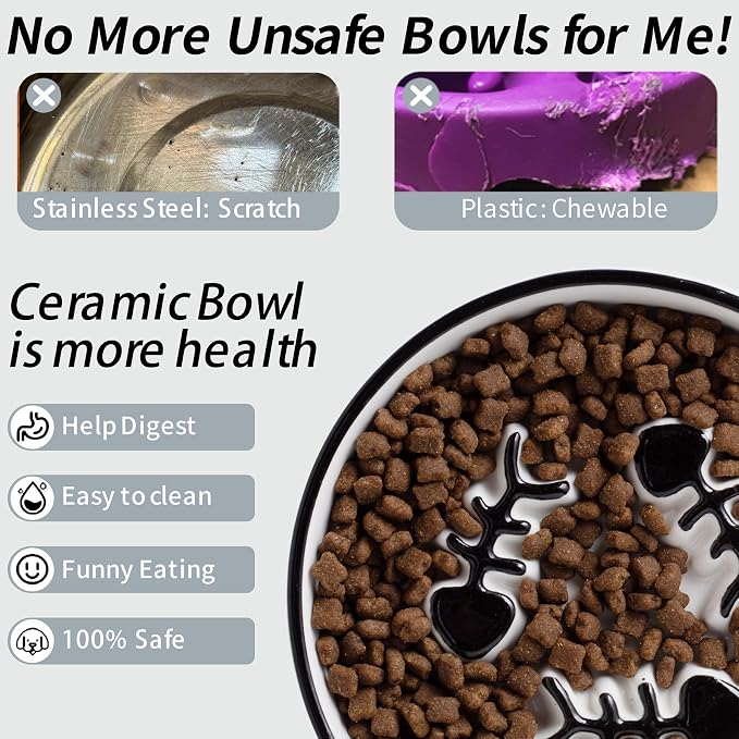 Ceramic Cat Bowls Set, Whisker-Friendly Feeding Dishes, Wet & Dry Food, 2-Pack - Image 3