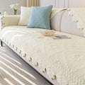 Cotton Quilted Dog Couch Cover for Sofa Farmhouse Rustic Embroidery Sectional Couch Cover Soft Anti-Slip Sofa Slipcover Furniture Protector for Kids, Pets (Ivory,28"x35") by WelcometoXSlive
