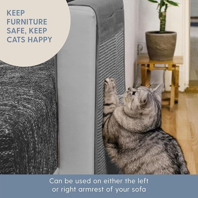 The Cat Ladies Cat Scratch Furniture Protector Mat - Couch Protector from Claws - Anti Scratch Furniture Protectors from Cats Scratching - Sisal Scratcher Pad with Pocket - Grey - Image 2