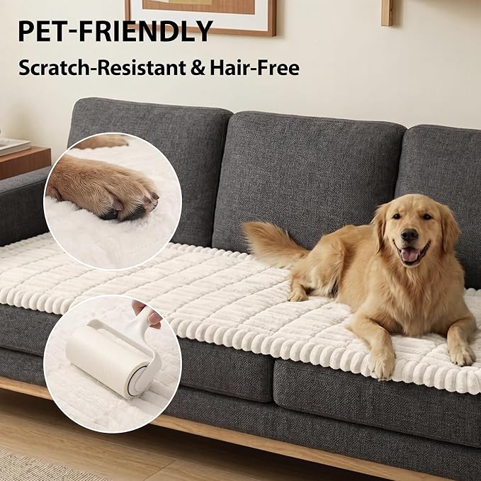 Fixwal Waterproof Flannel Dog Couch Cover, 27.6" x 70.9", White | Integrated TPU Barrier, Non-Slip Backing, Machine Washable, Pet Friendly, Easy Clean Pet Hair, Soft Sofa Cushion Protector - Image 4