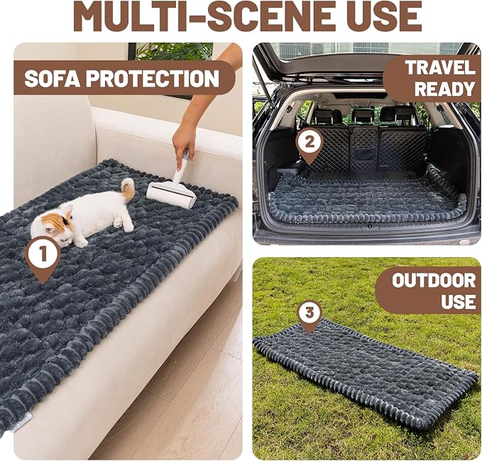 Dog Car Seat Waterproof Bed Cover Back Seat Grey 23.6”x51” | Nonslip Soft Comfortabl Pet Bed Mat Car Blanket for Travel Backseat Extender Seat Covers Dog Bed for Cars Trucks and SUVs - Image 6
