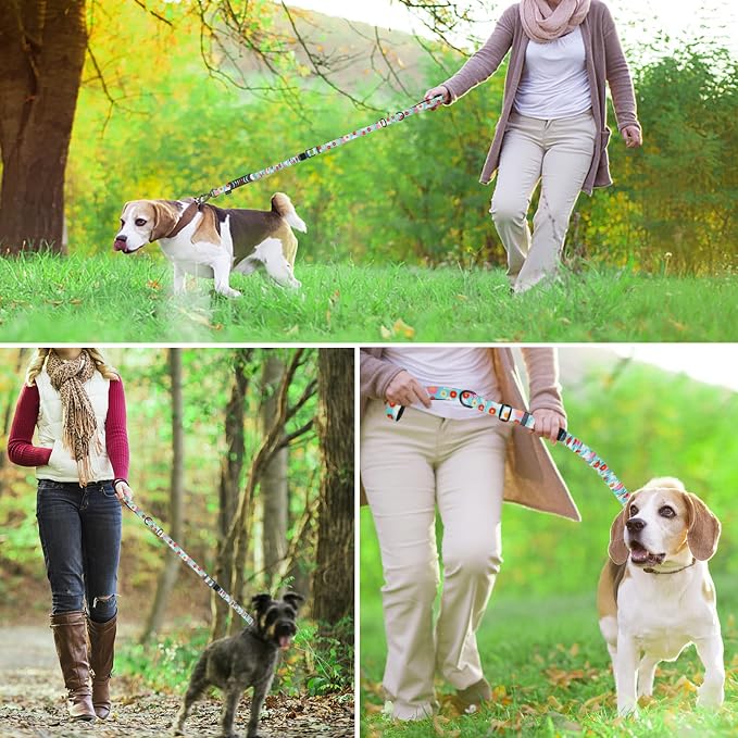 Hotsky Tactical Bungee Shock Absorbing No Pull Dog Leash,Leaves,4-6FT | Heavy Duty for Medium Large Dogs That Pull up to 660 lb,with Padded Double Handle ＆ Car Seatbelt,360°Rotating Locking Clasp - Image 8