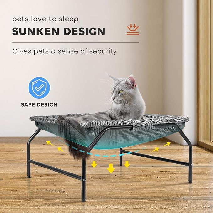 Large Cat Hammock Bed - Free-Standing (Gray) | Cat Sleeping Cat Bed Pet Supplies Whole Wash Detachable Excellent Breathability Easy Assembly Indoors Outdoors - Image 3