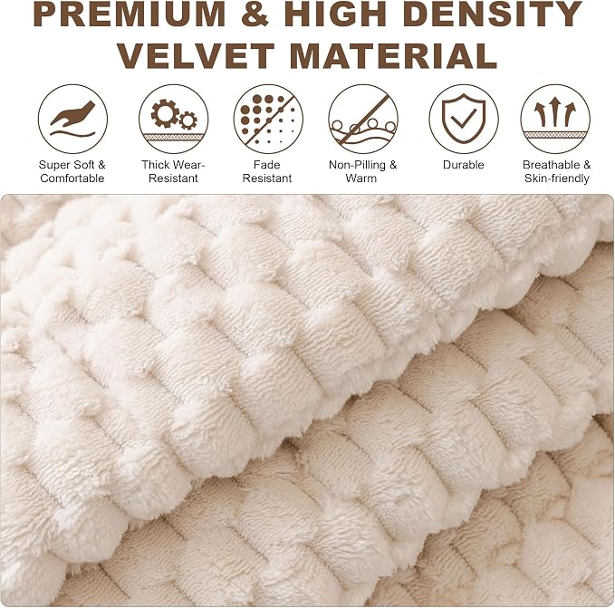 OTOB Dog Couch Cover Protector Washable, Non Slip Pet Sofa Furniture Covers | Cream, 27.6" x 82.7", Fuzzy Soft Plush, Pet Friendly, All Seasons, Breathable, Modern, Thick Wear-Resistant - Image 2