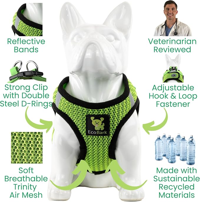 EcoBark Step in Dog Harness Reflective Soft Ultra Padded Mesh Dog Harnesses for XXS, XS, Small, and Medium Dogs Eco-Friendly Comfort Secure Halter No Pull Adjustable Pet Vest - Image 4