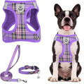 PUPTECK Dog Harness, Collar and Leash Set No Pull for Small Medium Sized | Plaid Puppy Step-in Escape Proof Reflective No Choke Pet Cat Adjustable Walking Vest by PUPTECK