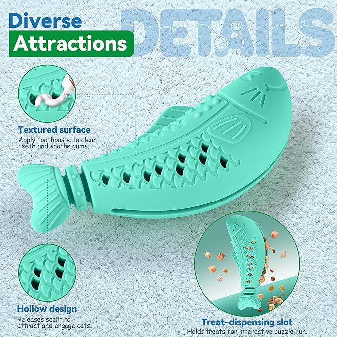 NEZIN 3 Pack Catnip Toys, Silicone Fish Cat Toys for Indoor Cats, Interactive Soft Chew Kicker Cat Toys for Indoor Cats & Kittens, Drives Bored Cat Crazy with Fun - Image 2