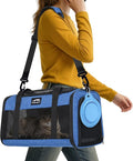 Pet Carrier Airline Approved, Soft Sided Cat Carrier for Small Pets up to 13 lbs, TSA Approved Dog Travel Bag, Portable Soft Sided Pet Carrier for Kittens and Puppies (Blue, Folding Bowl) by FURTENT