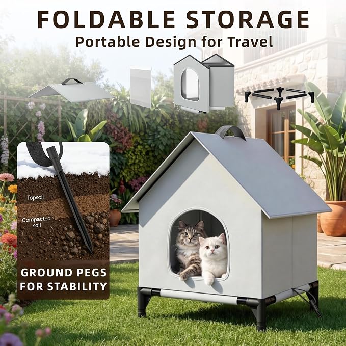 Cooling Cat House with Ice Packs for Outside&Indoor,Insulated and Weatherproof,Selfwarming Cat Shelter,Large Cave Bed for Garden (XL, Cold) - Image 5