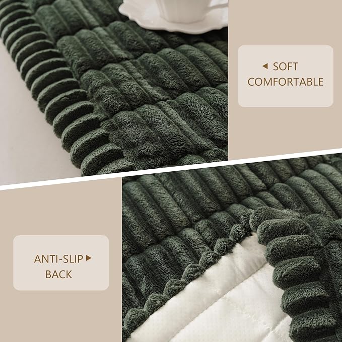 MEETSKY Couch Arm Covers for Dogs, Non Slip Plush Chair Covers Washable | Thick Plush Couch Protector for Chair / Armrest / Backrest, Sofa Slipcovers Against Fur, Dirt, Moss Green, 27.6" x 27.6" - Image 4
