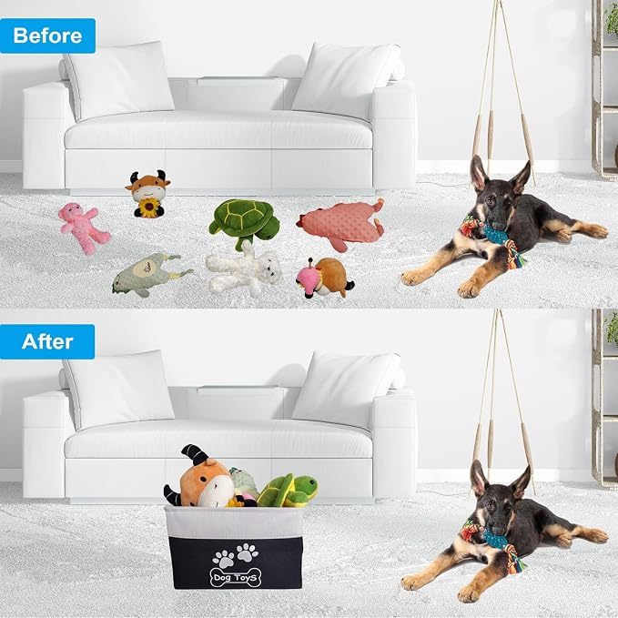 Collapsible Dog Toy Basket Foldable Dog Toy Box Bin for Pet Chew Toys Accessory - Image 7