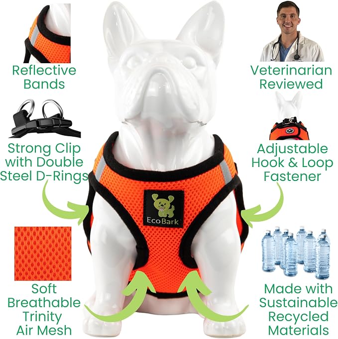 EcoBark Step in Dog Harness, Reflective Soft Ultra Padded Mesh Pet Vest | Eco Friendly Comfort, Secure Halter, No Pull Adjustable Design For XXS, XS, Small, & Medium Dogs, No Choke Harnesses - Image 4