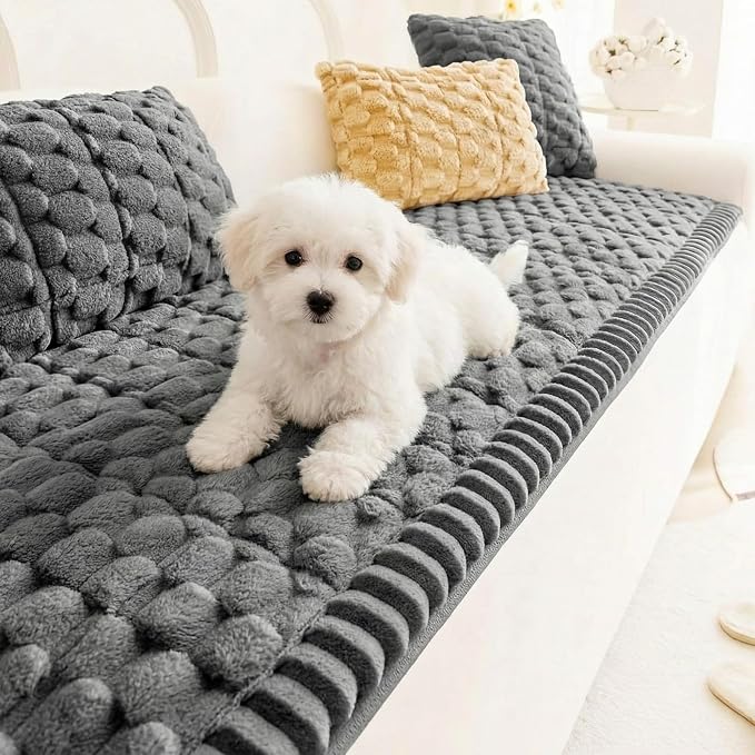 Frienda Pet Couch Cover for Sofa, 27.6 x 59 Inch Non-Slip Plush Sofa Slipcover, Washable Pet-Friendly Dog Couch Cushion Protector, Thick Furniture Cover for Indoor Use, Dark Grey - Image 8