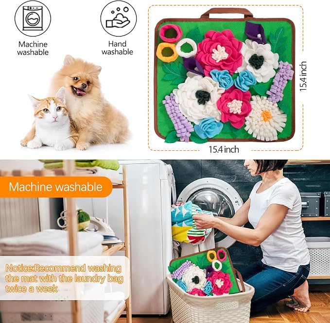 Snuffle Mat for Dogs Pet Treats Feeding Mat for Small/Medium Breed Dogs Non-Slip/Portable/Durable Interactive Dog Puzzle Toys Encourages Natural Foraging Skills (Green) - Image 6