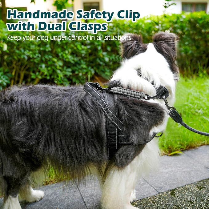 PetBonus Dog Collar Safety Clip, Handmade Prong Collar to Harness Connector | Dog Leash Backup Safety Strap, Escape Proof, Double Ended Clasp, Lead Connector for Pinch Collar, Harness (Grey) - Image 4