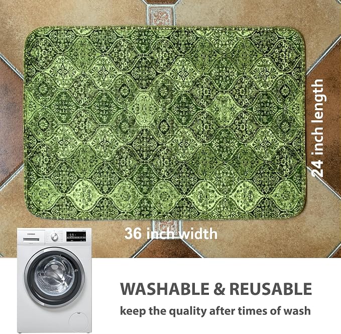 nunubaby 4PACK Washable Pee Pads for Dogs, Stylish, Non-Slip and Leak-Proof Pee Pads. Reusable Potty Pads for Dogs for Crates and Floors.(Green/Multi,24" x36" ) - Image 4